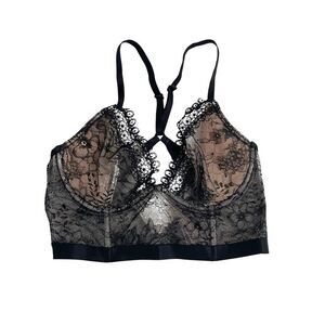 Victoria Secret Very‎ Sexy lace unlined plunge bralette bra Size 32C black tan